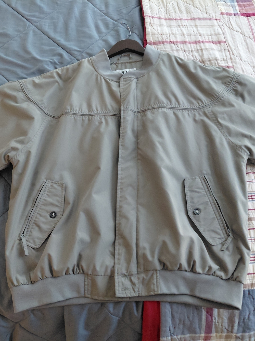 Vintage 90s Amati Polyester Bomber Jacket Windbreaker Khaki Men's XL